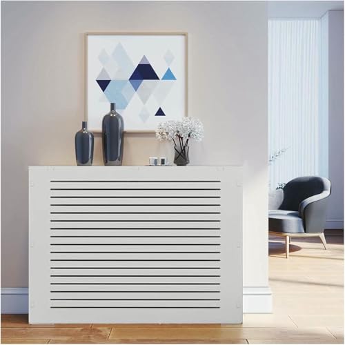 VYUJHNBG Couvercle Radiateur Cache Radiateur MDF Laqué Blanc Étagère Supérieure en Bois Cache-radiateur Moderne À Lattes Convient pour Chambre Bureau, Blanc
