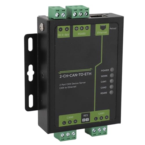 CAN to Ethernet Converter Module, 2 Ports CAN Device Server Industrial Grade TCP IP Protocol for Computer
