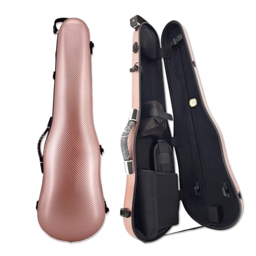 Vetimobato Caixa Rígida De Fibra Carbono Para Violino - Antirriscos, Estojo Voo Moldado, Viagem Tipo Mochila (Rosa Dourado)