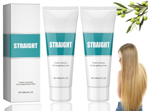 Crema para Alisar Cabello,2pcs Crema Alisadora para Cabello Rizado,Cremas Alisadora para Cabello,Cremas para Alisar Cabello con Corrección de Proteínas,Cremass Alisadora De Proteínas,60ml