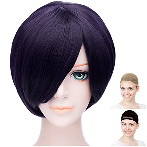 CaseEden コスプレ ウィッグ さらさら ショート 30cm ダークパープル 紫色 黒に近い紫 パープル WIG5387（Amazon）