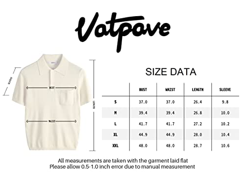 Vatpave Mens Knit Polo Shirts Casual Short Sleeve Classic Ribbed Golf Shirt With Pockets Large Beige Button On #TOP6