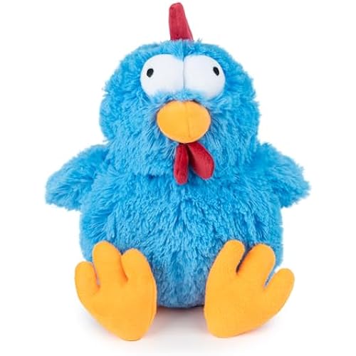 Best Pet Supplies Squeaky Plush Dog Toy - Mrs. Cluck, Blue