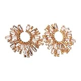 Pendientes de girasoles de aleación con diamantes de imitación de colores para mujer, fiesta, boda, uso diario, Pendientes de girasoles de aleación elegantes con diamantes de imitación de colores