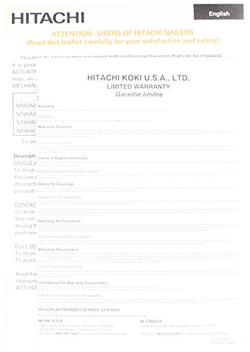 Hitachi 885244 Leaflet for Nt65M Nt65Ma3 Replacement Part