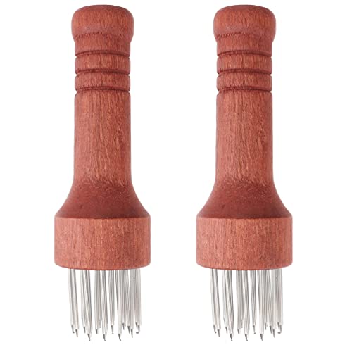 Happyyami 2stücke Fleischklopfer Mit Nadel Aus Edelstahl Holzgriff Für Schweinefleisch Steakklopfer Für Zartes Fleisch