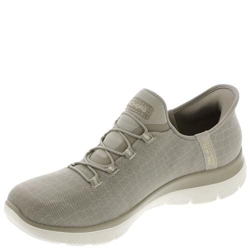 Skechers Women's Summits Classy Night Slip-On Sneakers, Taupe Mesh/Gold Trim, 7 UK