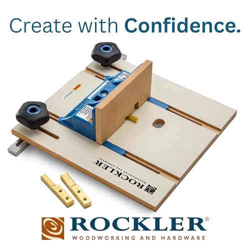 Router Table Box Joint Jig - Finger Joint Indexing Keys w/Three Finger Widths ¼”, ⅜” & ½” - Stable MDF Router Fence w/Low-Friction Melamine Coating - Knobs to Lock Platform w/ ¾” Miter Slot
