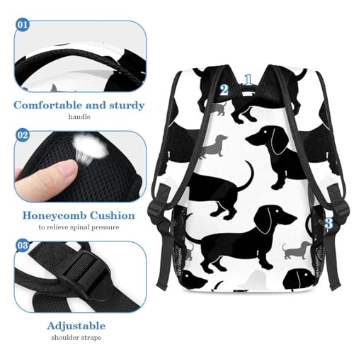 Mini sac à dos teckel noir avec trousse scolaire pour enfants et adolescents