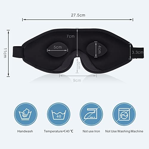 WellSync Sleep Eye Mask, 3D Contoured Cup Sleeping Mask Blindfold, Eye Covers with Adjustable Strap, Block Out Light, Breathable & Soft for Traveling, Nap,Camping Yoga, Includes Ear Plugs(Blue)