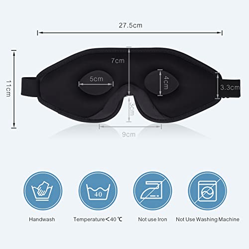 Wellsync 100% Blackout Sleep Mask Most Comfortable Contoured Eye Cups And Nose Covering For Women Men, 3D Pillowy Soft Light Blocking Slik Eye Mask 0 Pressure On Eyelids & Eyelashes W/Earplugs, Gray #TOP5