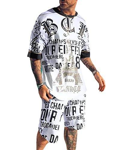 Ensemble homme motif lion noir et blanc idéal pour vos sorties d'été