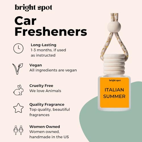 Image of Car Air Freshener - Premium Car Hanging Air Freshener, Long-Lasting Fragrance for Auto and Home (0.2 Fl Oz (Pack of 2), Italian Summer-Orange, Bergamot, Lemongrass, Woods)
