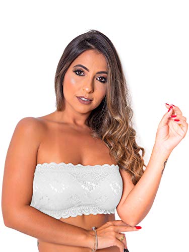 3 Sutiã Top Renda Com Bojo Lingerie Tomara Que Caia Multicor (M)