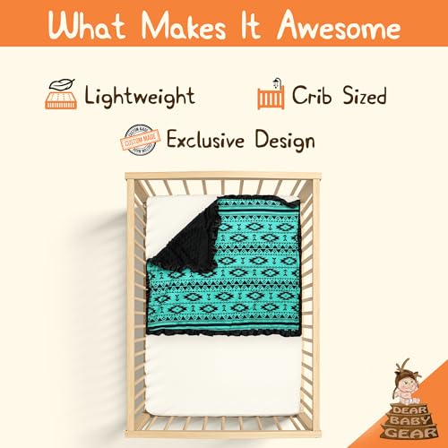 Image of Dear Baby Gear - Premium Car Seat Infant Blanket - Soft Swaddle Blanket for Baby Girls and Boys, Plush Blankets - Adorable Designs, Comfortable Fabric - Aztec, Teal and Black (32 x 32 inches)