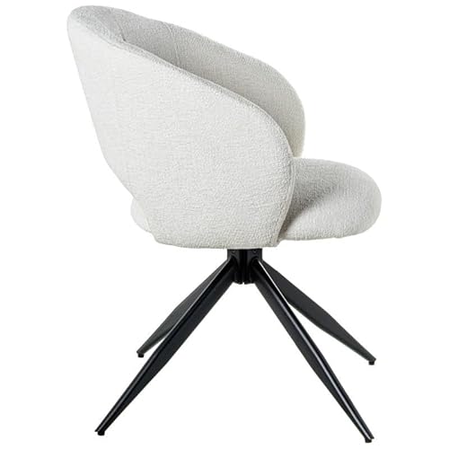 Set mit 2 Drehstühlen aus Holz und schwarzen Metallbeinen und Stoff in Beige, 78 x 58 x 60 cm