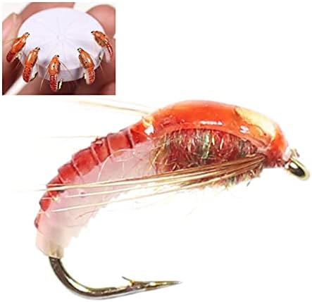 Coherny Realistic Nymph Scud Fly for Trout Fishing Artificial Insect Bait Lure Simulated Scud Worm Fishing Lure 6Pcs/Set 12 (K 6PCS) - 5