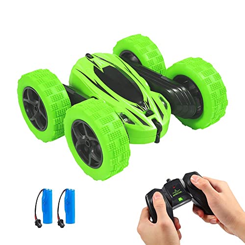 FunsLane RC Stunt Car, Kinderspielzeug Ferngesteuertes Rennauto - 4WD Doppelseitige 360 ° Spins und Flips Fahren von Autos Spielzeug für Kinder Weihnachten, Grün Cover