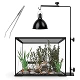 Dragon Unit Reptile Heat Lamp Stand - Adjustable Light Holder, 14-24.6 inch, for Terrarium Reptiles Such as Bearded Dragons, Geckos, and Tortoises - Includes Feeding Tweezers