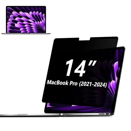 Adeway Privacy Screen for MacBook Pro 14 Inch (2021–2024,M1-M4,Pro,Max), Anti-Spy Screen, Filter Blue Light, Easy Snap-On, Matte Anti-Glare, Blocks Blue & UV Light, Slim & Travel-Friendly Design