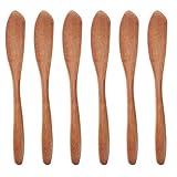 MAGICLULU 6pcs Portable Wooden Butter and Jam Spreaders Set, Small Scrapers with Nanmu Wood Handle, Convenient