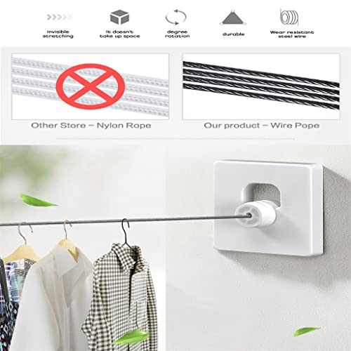 Corde à linge rétractable 5m pour étendre le linge au balcon ou intérieur