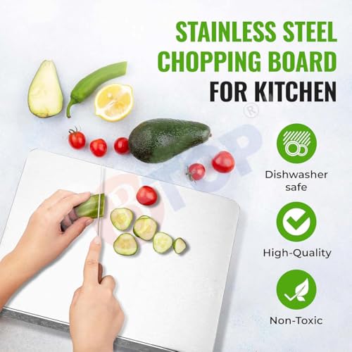 Image of Btop Stainless Steel Counter Top Chopping Board | Kneading Board for Chopping with Lip Bend | Vegetable,Fish,Cutter Board
