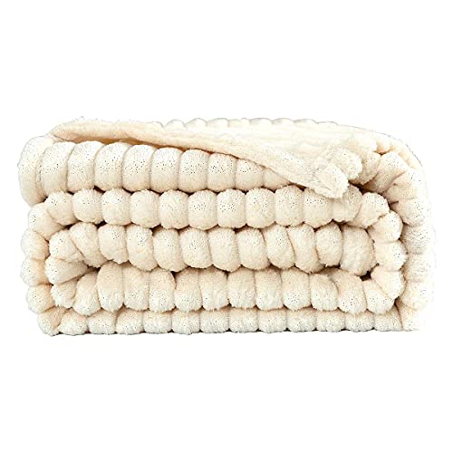 Jinchan Ivory Throw Blanket Fleece Blanket For Couch Bed Flannel Plush Blanket Throw Stripe Silver Foil Print Fuzzy Blanket Fall Throw Blanket Travel Gifts Girls Kids All Season 50X60 Inch #TOP5