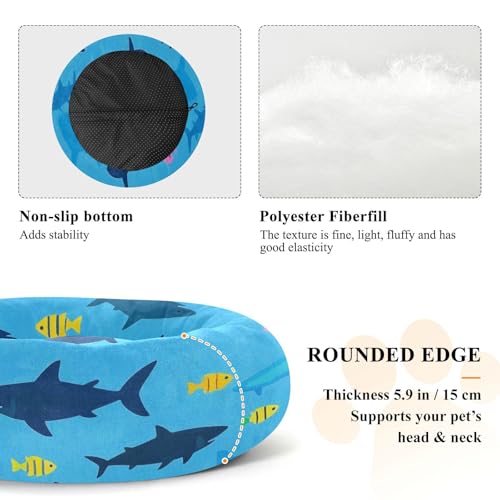 Lit antidérapant pour chien taille M motif requin
