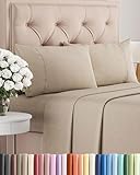 King Size 4 Piece Sheet Set - Comfy Breathable & Cooling Bed Sheets Set - Hotel Luxury Bedding for Women, Men, Kids, Teens, Boys & Girls - Deep Pockets, Soft & Wrinkle Free - Beige (Heathered Sheets)