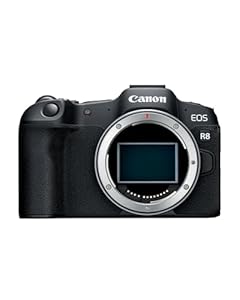 Canon EOS R8 Appareil Photo Hybride (Boîtier) - Appareil Photo 24,2 Mpx - Dual Pixel CMOS AF II - Appareil Photo 4K - Prise de Vue en Continu Jusqu’à 40 IPS - Écran Tactile - Bluetooth, Wi-FI, USB-C