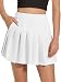 Eisnnu Women's Short High Waist Pockets Pleated Skirt,Basic Solid Stretchy Informal Mini Skater Skirt with Shorts S-XXXL (UK, Alpha, M, Regular, Regular, White)