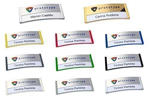 Badge porte-nom personnalisable anthracite 80x34mm avec double fixation aimant-aiguille