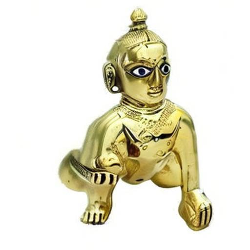 Image of Laddu Gopal Statue Pital Brass Murti with Dress Combo for Kanha Ji, Bal Gopal Statue (Laddu Gopal Ji Brass Idol, 1 no.)