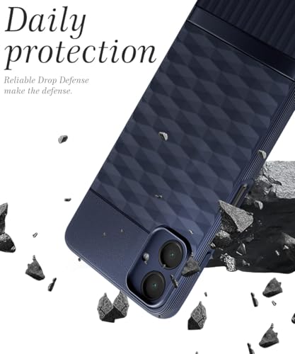 Image of WOW IMAGINE Back Cover for Samsung Galaxy A06 with Hexa Cube Design | Ultra Slim Soft Rubberised Case | Inner Velvet Fabric | Matte Silicone Flexible Mobile Case | Camera Protection - Blue