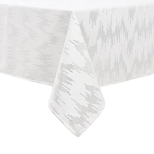 Majestic Giftware Velvet Custom Tablecloth, Small, White Dotted Silver Print #TOP2