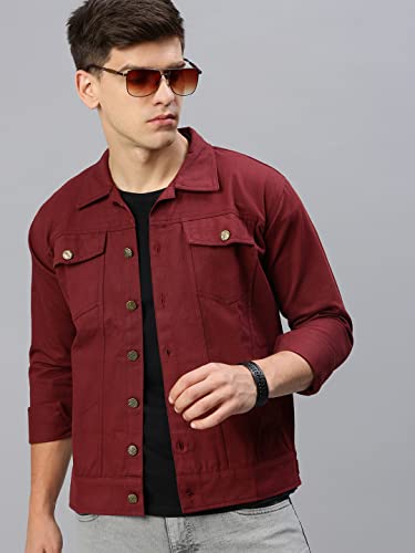 VOXATI Men's Denim Jacket kjt206xy-s Maroon S - Image 3