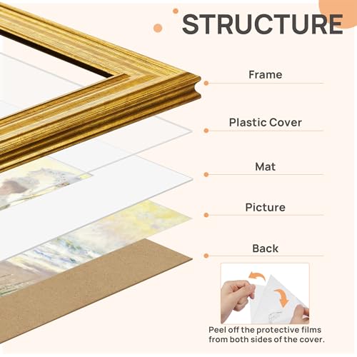 Image of upsimples 8.5 by 11 Picture Frame, Vintage Frames Decor, 1Pack Gold