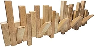 Desainoph® Wooden Coat Rack Wall Mounted Sticks Multi Rack Solid Handmade Natural Wood Artwork with 5 Flip-Down Unique Modern Hooks for Coats Bag Hat Umbrella