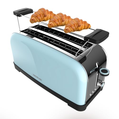 Cecotec Tostadora Vertical 2 Ranuras Largas Toastin' Time 1500 Blue. 1500 W, 4 Rebanadas de Pan,...