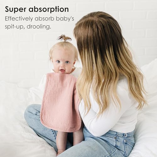 10-Pack Muslin Burp Cloths, 100% Cotton Baby Burping Cloths for Boys and Girls, Neutral Newborn Towels- Large Absorbent Diapers3