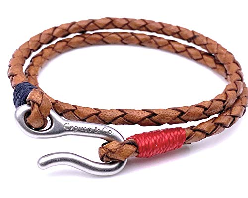 Caputo & Co. Men's Braided Leather Double Wrap Rugged Nautical Style Light Brown Handcrafted In Usa #TOP3