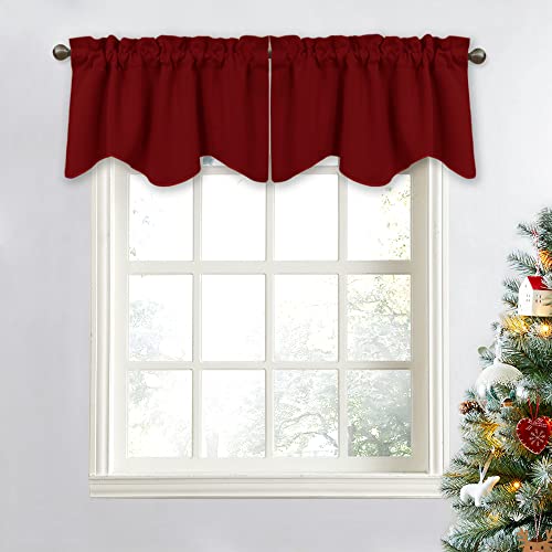 NICETOWN Window Valance - Burgundy Red Blackout Valance Elegant 52 inches by 18 inches Short Small Tier Curtain for Living Room/Apartment Christmas De