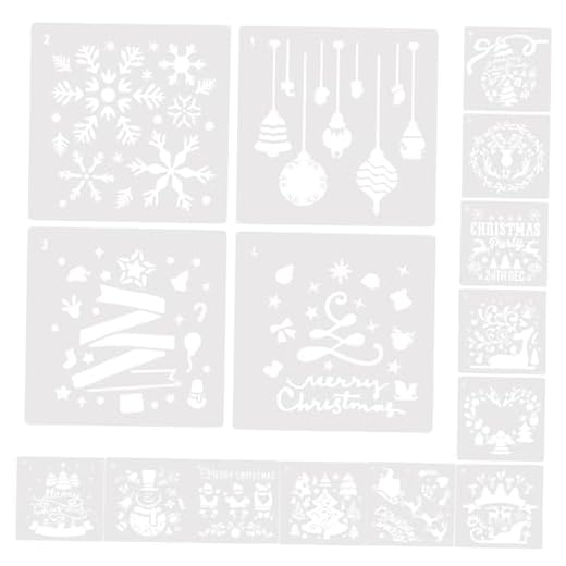 DIYEAH 16 Piezas Plantilla de dibujo de Halloween rejilla para escurrir alimentos plantillas de pintura plantillas de dibujo niños pintando plantillas hueco modelo el plastico blanco