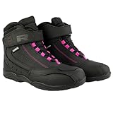 Richa Slick CE Leather Short Ankle Urban Motorbike Touring Waterproof Motorcycle Boots (Black/Pink, 7 UK, UK Footwear Size System, Adult, Women, Numeric, Medium, 7)