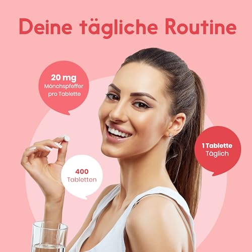 Mönchspfeffer hochdosiert - 400 Tabletten - 20mg pro Tablette - 10:1 Extrakt aus Original Agnus Castus - Nahrungsergänzungsmittel- Vegan und produziert in Deutschland Laborgeprüft