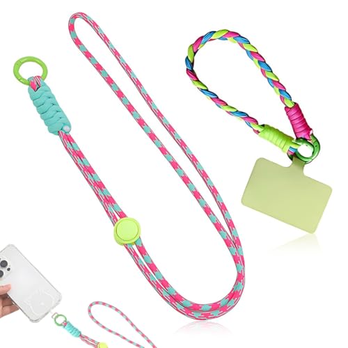 2 Piezas Cordón Cuerda Universal Correa Colgante para Movil con 2 Phone Lanyard Parcheas, Correas Ajustable Cuello Cadena de Nylon con Todos los teléfonos Inteligentes con Llaver