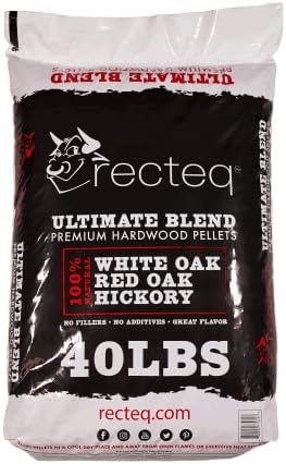 recteq Ultimate Premium Hardwood Grilling Cooking Pellet Barbecue BBQ Grill Smoker Blend with Red Oak, White Oak, and Hickory, 40 Pound Bag