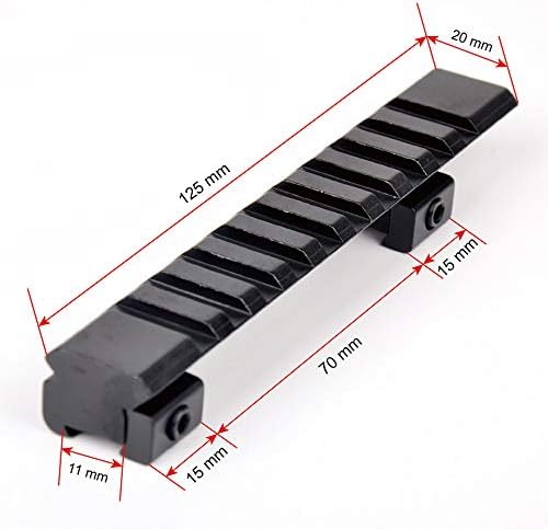 Miniatura 2 de 10 ranuras P.ICA-tinny Rail Caza Alcance Rail Adaptador 0.433 in a 0.787 in 4.882 in para rifle de aire pistola alcance montaje
