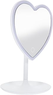 Espejo de maquillaje LED en forma de corazón ...